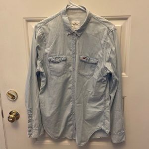 Hollister women’s chambray long sleeve shirt women's size L